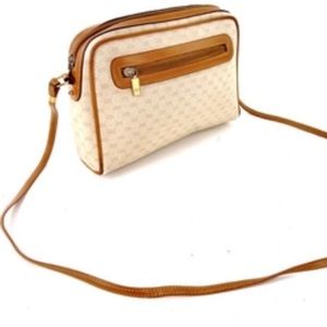 Cream and tan Gucci micro G logo crossbody